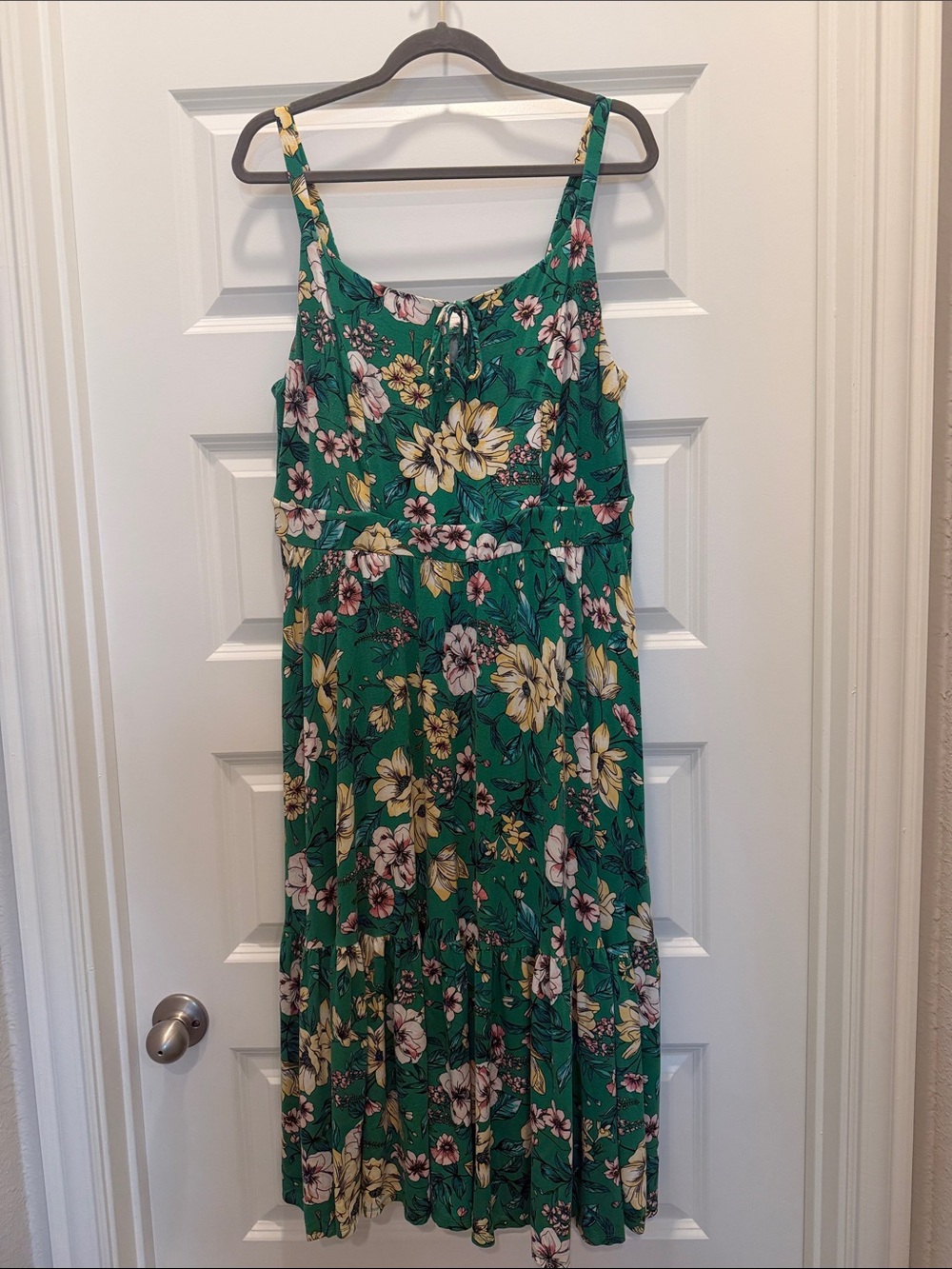 Torrid Green Floral Maxi Dress with Yellow & Pink Blooms